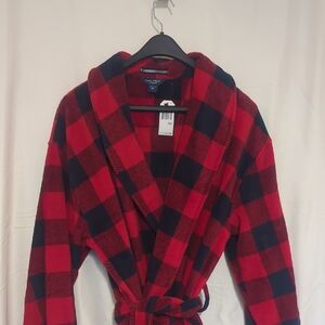Nautica Red and Black Checkered Robe